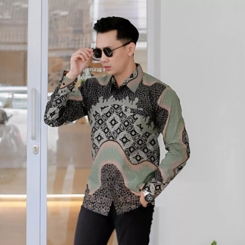 Kois Batik - Kemeja Batik Pria Dewasa Terviral motif Sage grent