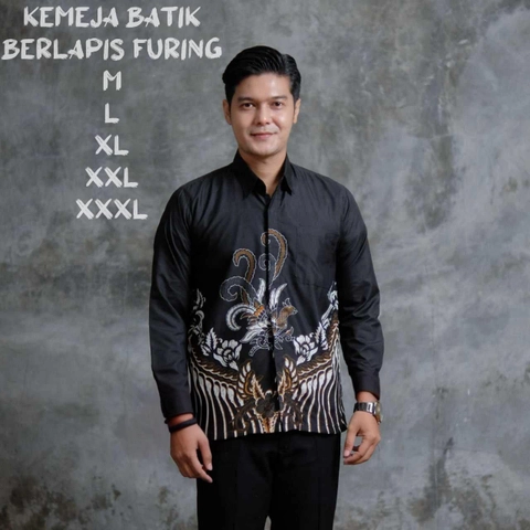 Khisna collection - Kemeja Batik Pria Dewasa Berlapis Furing Sangat Nyaman Dipakai Motif merak