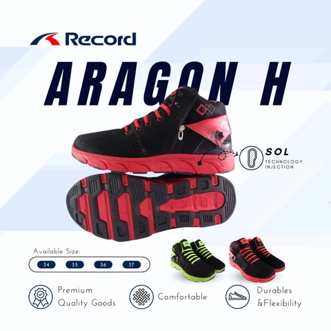 Record - RECORD ARAGON (High) I Sepatu Sneaker I Sepatu Sport I Sepatu Pria - Size M (34-37)