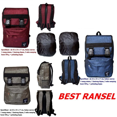 Lanc Fashion - Tas Ransel Remaja New Attention Retro 2Clip