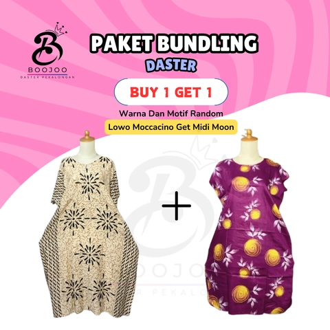 BOOJOO DASTER PEKALONGAN - Boojoo-Paket Bundling BUY 1 GET 1 Daster Lowo Moccacino LD140 + Daster Midi Moon LD110 Bahan Rayon