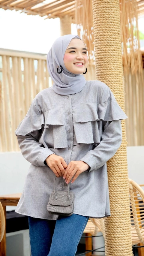Halika - Atasan Kemeja Wanita Pavati Grey