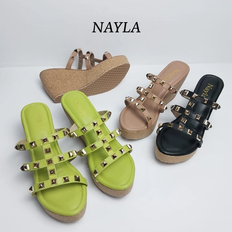 nayla - Nayla - Sandal Wedges Wanita Model Piramid Hak 7cm