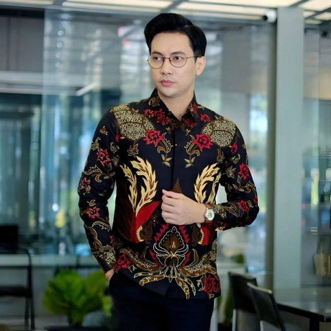 Batik Alfin - Kemejan batik pria dewasa Lengan panjang motif Daun suji modern terbaru keren banget