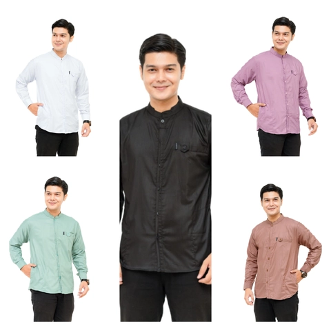 Khisna collection - Kemeja koko polos pria dewasa lengan panjang bagus motif yudi