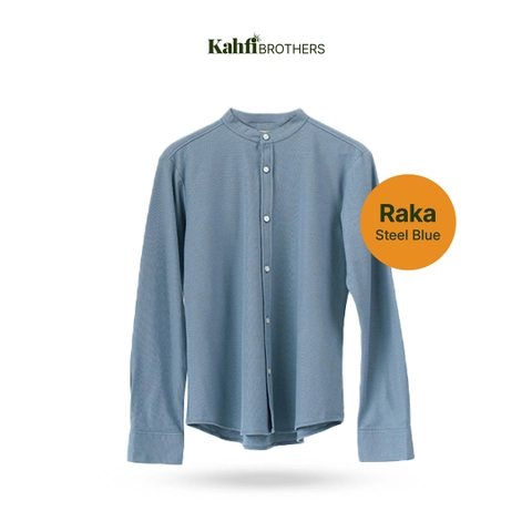 Kemeja Koko Pria Lengan Panjang - Raka Steel Blue