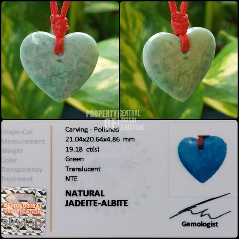CENTRAL GROSIR GEMSTONE - Liontin Batu Giok Hijau Natural Jadeite Albite
