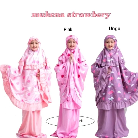 Alifa Shop - Mukena Anak/Mukena Strawbery/Mukena Stroberi/Mukena Tanggung/Mukena Alan Tasik