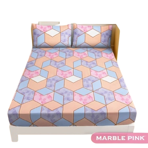 Galeripuko - Sprei Katun Premium Motif Marble Pink