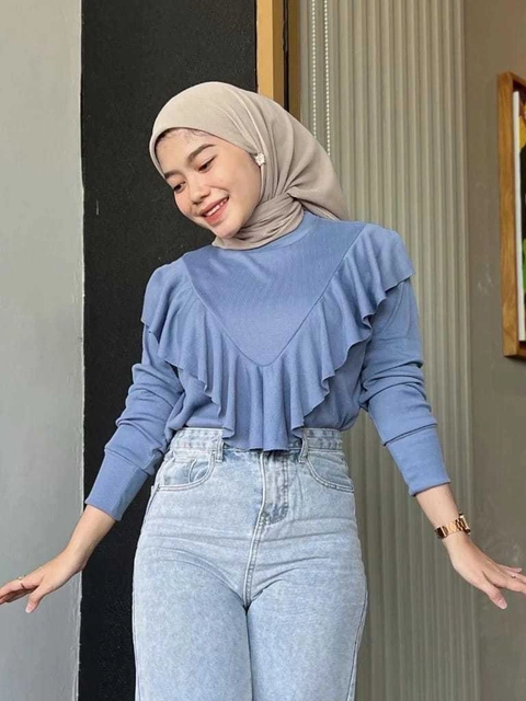 MEQA DAILY - MEGA DAILY - Blouse Rumbai Atasan Lady Ruffle Knit