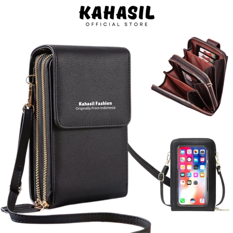 KAHASIL - Tas Dompet Hp Wanita Selempang Bahan Kulit PU Leather KHDP49