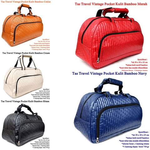 Lanc Fashion - Tas Jumbo Travel Kabin Vintage Pocket Kulit