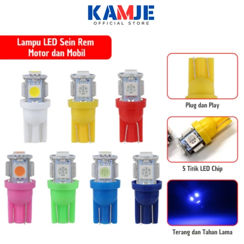 KAMJE Lampu LED Senja Sein 5 Titik Mata Speedometer Rem Motor Mobil KMJ095