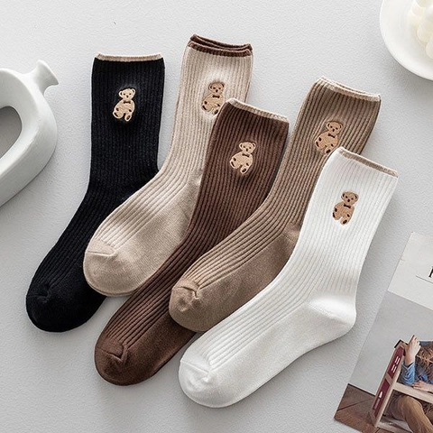 Beatdrop - Kaos Kaki Wanita Remaja Dewasa Motif Brown Bear