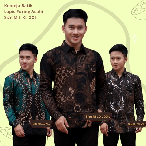 Rambe Batik Indonesia - Batik Kemeja Berlapis Furing KBF06 Kemeja Batik Lengan Panjang Bahan Katun ORI Berlapis Furing Asah