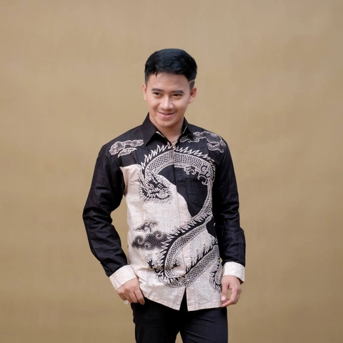 Batik Alfin - Kemejan pria batik lengan panjang motif Naga keren banget