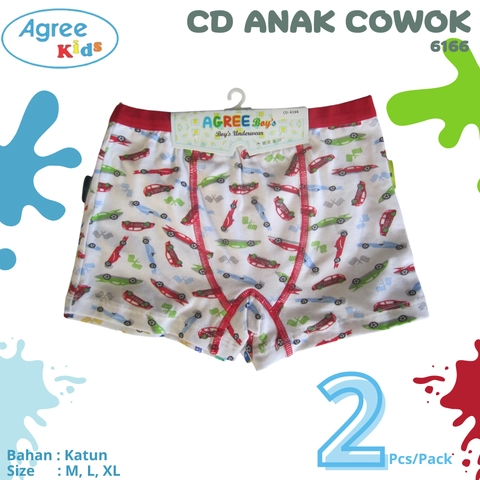 Agree Kids 6166 2 Pcs CD Boxer Anak Cowok Celana Dalam Segi Empat Anak Laki-laki Bahan Katun Lembut