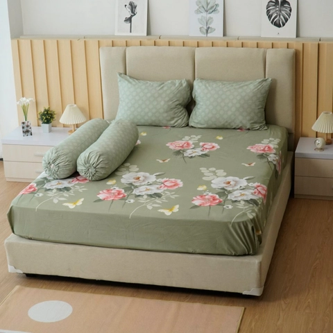 EVM Stockist - Kintakun - Sprei Dluxe Damara Flower Hijau