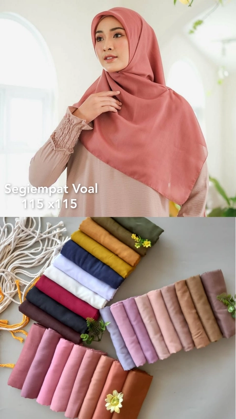 Fisky Collection - Hijab Segi Empat Polos Voal Paris Premium