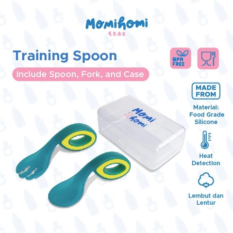 MOMI HOMI - Sendok Makan Anak 3002 Sendok training bayi training spoon Dengan Sensor Panas Safety Sendok & Garpu