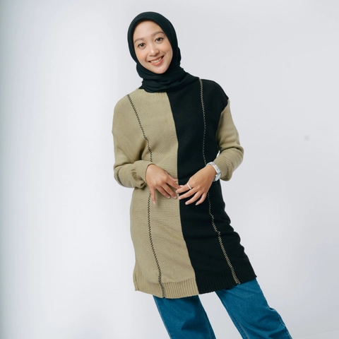 MKY Clothing - BLOUSE RAJUT DUA WARNA