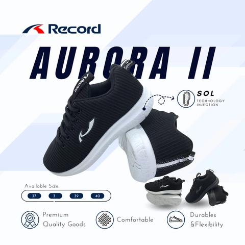 Record - RECORD AURORA II I Sepatu Sneaker I Sepatu Sport I Sepatu Wanita - Size L (37-40)