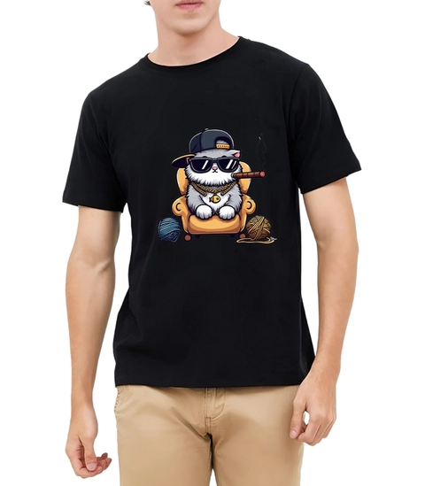 astro - Kaos Pria Gambar 3Dimensi Kucing Santai