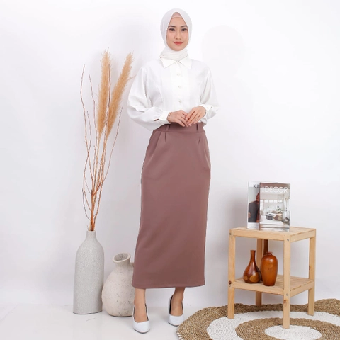 Syahrinda [TA] - Syahrinda - Rok Lurus Span Scuba Skirt Ashya Stretch Saize Standar Jumbo Big Size