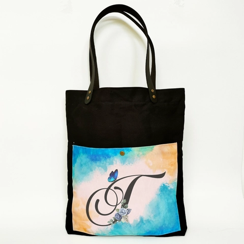 Dewani - Dewani Totebag Canvas Hitam ALP-HS-T Tas Wanita Seri Alphabet