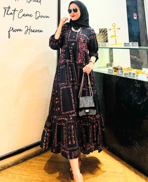 Khisna collection - New model terbaru MIDI drees mafaza bawah rempel kesan cantik buat fashion