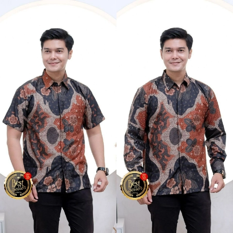 Ks muslim fashion - Batik pria couplen kemeja dan hem motif armando
