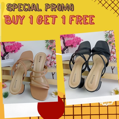 Koekita - Promo Buy 1 Get 1 Sandal Selop Hels Wanita 5 cm Keyla-01