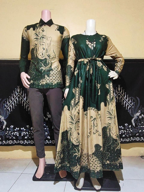 Batik Mafaza - Batik Coupel kemeja dan gamis modern standar jumbo motif senja ijo