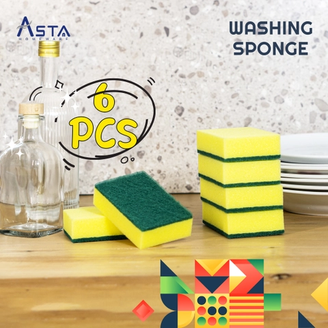 Asta Spons Cuci Piring Washing Sponge Busa Banyak Isi 6 pcs