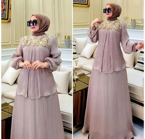 Bursanekashop - alycia dress shimer gamis pesta mewah kondangan kekinian dress