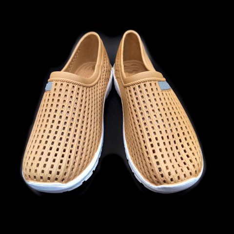 Lanc Fashion - Sepatu Sneakers Slip On air flow Soft Rubber Fashion Big Size Brown