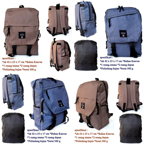 Lanc Fashion - Tas Ransel Wanita Kanvas SIde 2 Clip Kasual