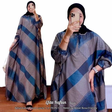 Valencia - Efita Kaftan Wanita Rayon Premium Gamis Jumbo Baju Batik Lengan Karet Dress Women Caftan