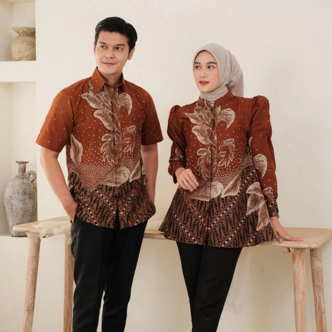 Khisna collection - Couple anggrek Hem tunik boleh pisahan motif batik kekinian