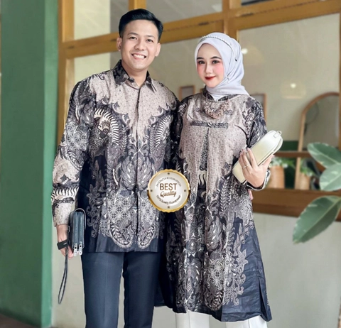 Khisna collection - Couple kemeja pria dan tunik wanita dewasa terbaru batik