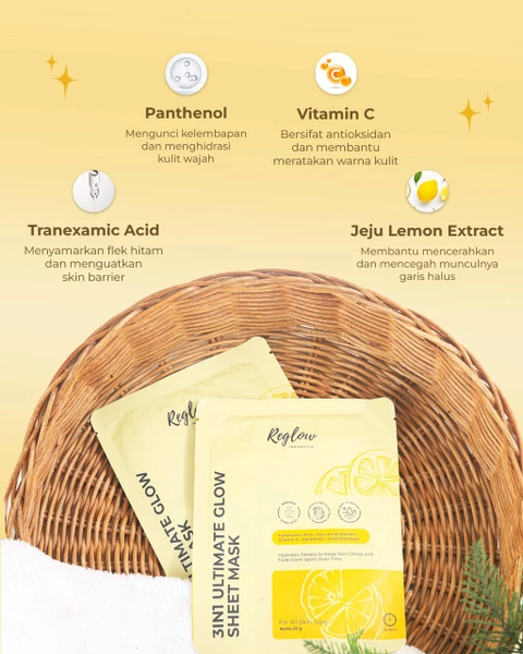 Reglow skincare - REGLOW Skincare 3in1 Ultimate Glow Sheet Mask 25 gram