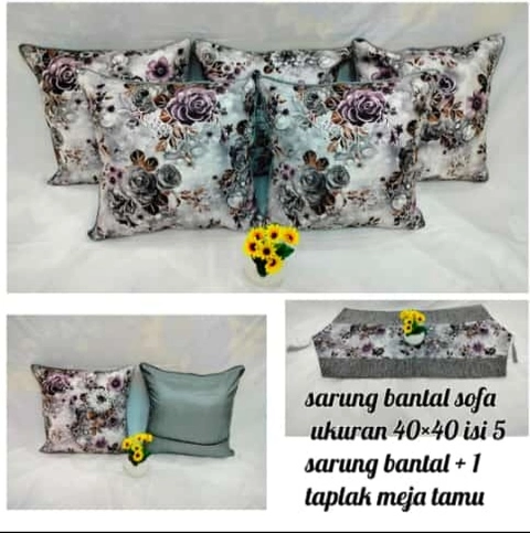 Dylan 19 [TA] - Dylan 19 - Sarung bantal sofa ukuran 40x40 isi 5 + taplak meja tamu
