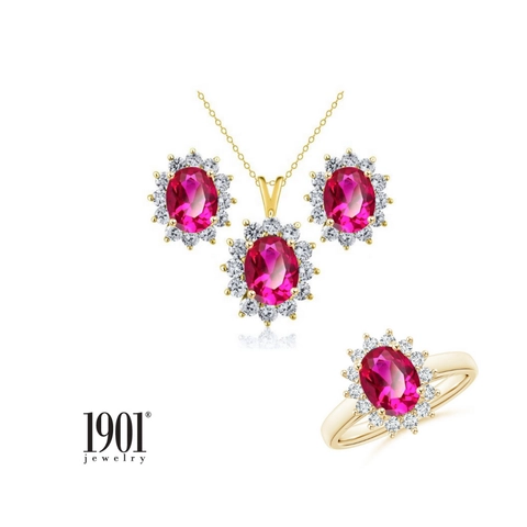 1901 Jewelry - 1901 Jewelry Kalung Set Berlian Pink Safir Laboratorium