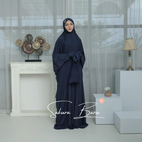 Sakura Baru - [Beli Lokal] Mukena Azizah Terusan Jarsey Penutup Dagu Jumbo