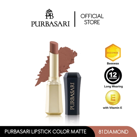 Purbasari Lipstick Color Matte / Lipstick Matte / Lipstick tahan 12jam - Ringan dan lembut di bib