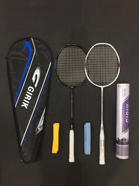 Girik - Badminton Racket Set GIRIK Power - 2 Racket + 2 Grip Tape+ 1 Tube shutcock - GRK09 - Set