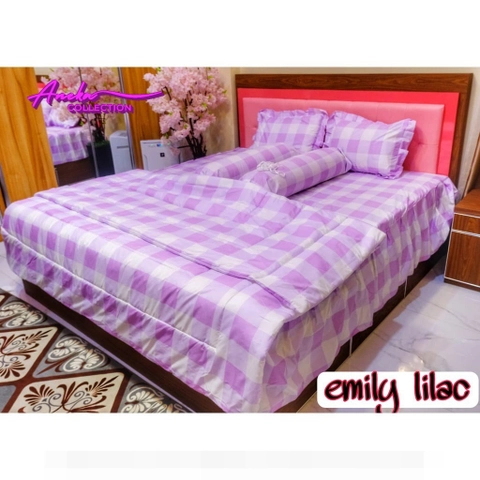Aneka Collection - SPREI BEDCOVER SET UKURAN SPREI 180 RUMBAI SIZE NO 1 KASUR KING - EMILY LILAC