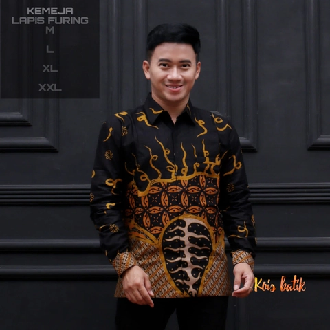 Kois Batik - Kemejan batik lapis furing warna hitam kuning
