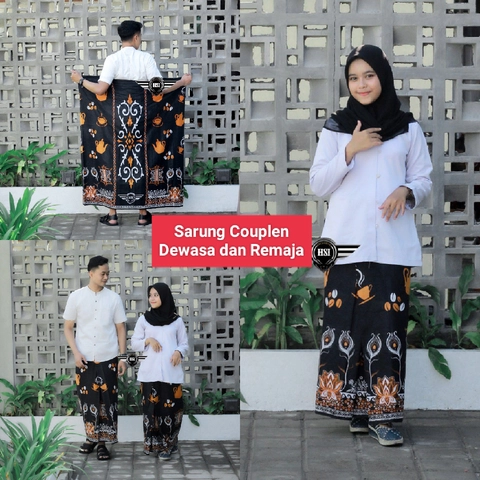 Kois Batik - Sarung keluarga couplen Dewasa dan anak Remaja cangkir kopi hitam
