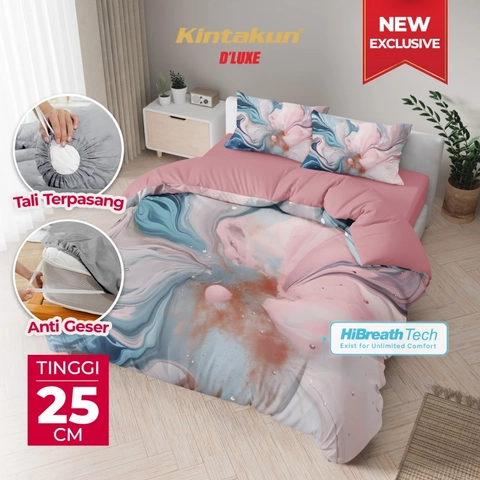 Kintakun - Kintakun Bed Cover Fitted 160 / 180 Slavina Dluxe Minimalis Aesthetic Microtex Anti Geser 25 cm